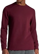 Gaiam Men’s Cozy & Cool Long Sleeve Crewneck Top, Standard Fit, Stretch Midweight Micro Waffle Jacquard Material, Port Royale, Medium