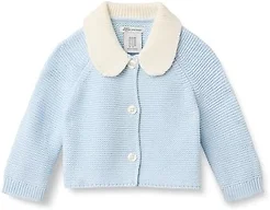 Amazon Essentials x Sofia Grainge Unisex Toddlers' Peter Pan Collar Sweater Jacket, Soft Cotton Knit with Stretch, Pale Blue, 2T