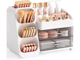 Booklov Large Makeup Organizer for Vanity Countertop, White