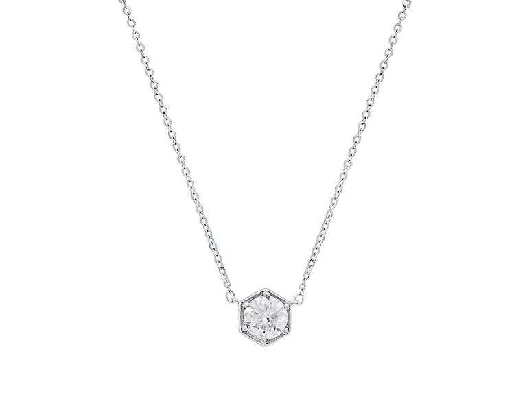 Hexagon 6 Prong Moissanite Necklace