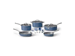Bakken 12-Piece Ceramic Cookware Set, Nonstick Pots and Pans Set, Non-Toxic PTFE & PFAS-Free Cookware with Silicone Utensils, Induction & All Stovetops Compatible, Dishwasher Safe, Blue