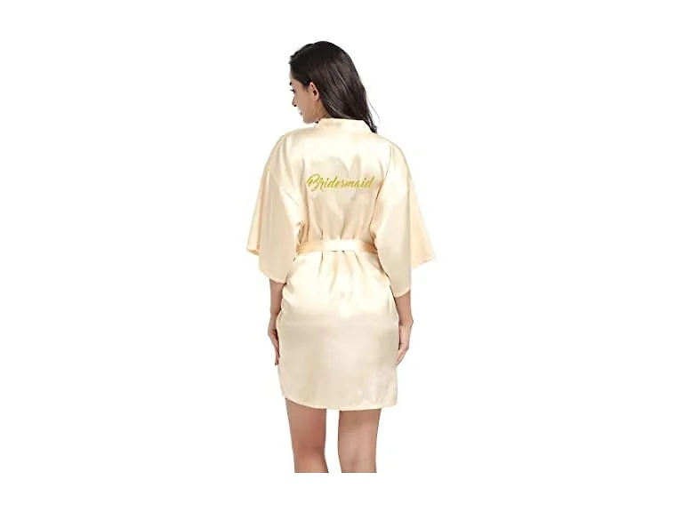 DF-deals Women (2-6) Satin Kimono Robe Bride Robe