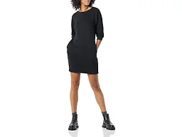 Amazon Essentials Women's Fleece Blouson Sleeve Crewneck Sweatshirt Dress (Available in Plus Size), Black, 2X