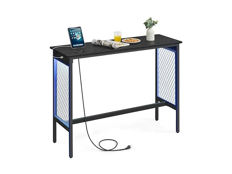 VASAGLE LED Narrow Powered Pub Table