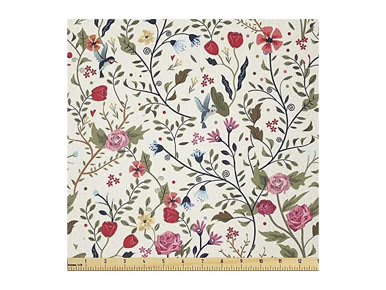 Lunarable Floral Fabric by The Yard