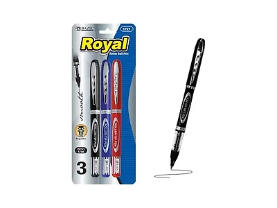 BAZIC Forza Asst. Color Needle Tip Gel Pen 3Pack