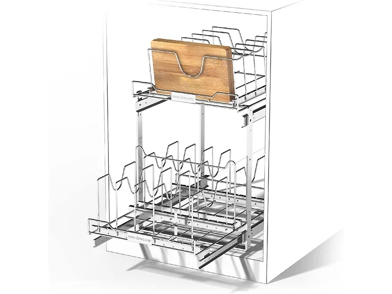2 Tier Pull Out Alloy Steel Cabinet Organizer