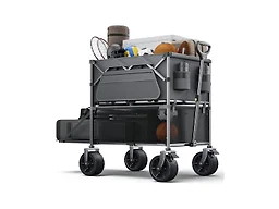 Everyfun 480Lbs Foldable Double Decker Wagon Cart,Beach Carts with Large Wheels&Side Storage Pocket&Dustbag,Large Capacity Folding Wagon for Shopping,Garden,Camping,Fish,Sports-Grey
