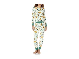 Amazon Essentials Disney | Marvel | Star Wars Women's Snug-Fit Cotton Pajama Sleepwear Sets, Pooh Holiday Forest - Womens Snug Fit, Small