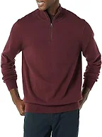 Amazon Essentials Men's 100% Cotton Quarter-Zip Mock Neck Sweater, Burgundy, X-Large
