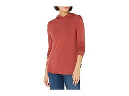 Amazon Essentials Women's Supersoft Terry Hoodie, Standard-Fit Long-Sleeve Pullover, Brick Red, Large