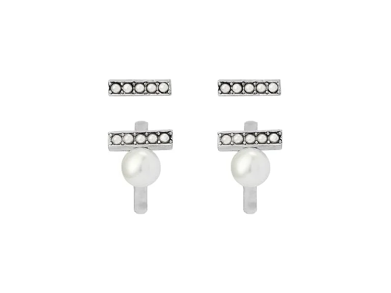 AllSaints Women's Nellie Pearl Bar Huggie Set