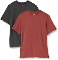 Amazon Essentials Men's Active Quick Dry Moisture Wicking Tech Stretch Lightweight Short-Sleeve T-Shirt, Pack of 2, Heather Graphite/Henna, X-Small