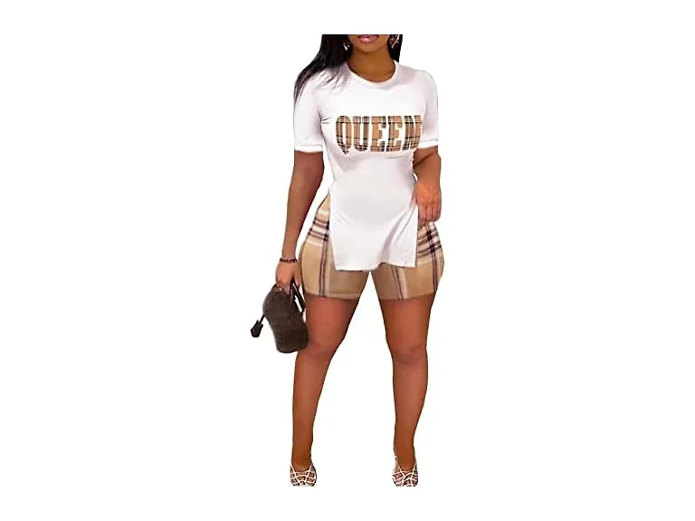 Mrsyves (L) Piece Outfits Short Side High Pants