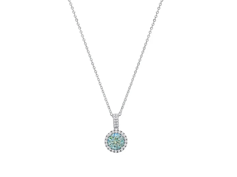 1 CTTW Turquoise Moissanite Necklace