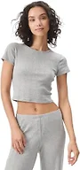 florence by mills Women's Cozy Crush Easy Cropped Tee Shirt, Heather Grey, X-Large
