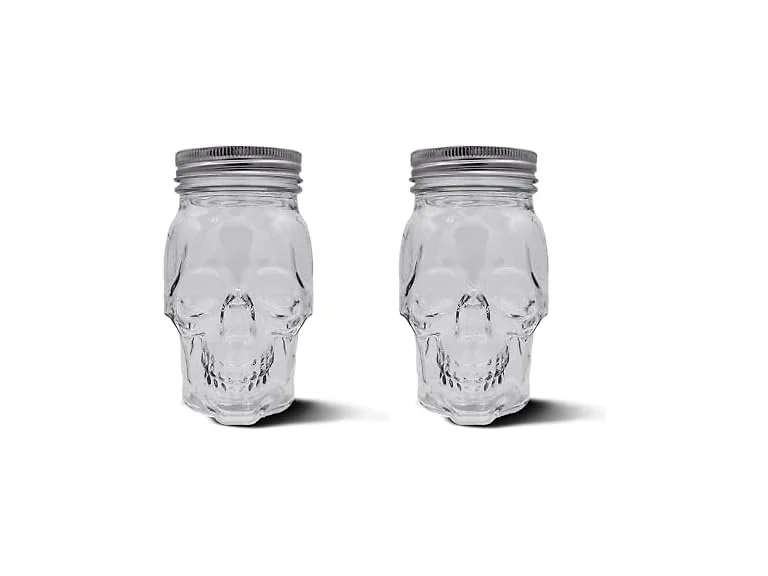 Skull Mason Jar Glass Container Set (16 oz)