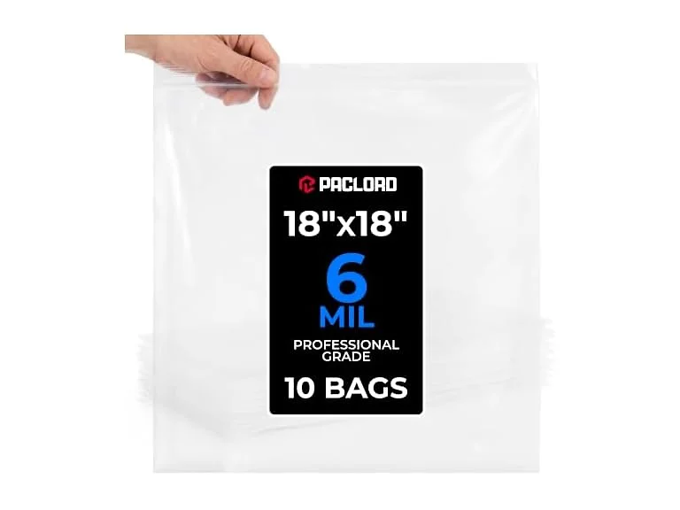 18" x 18" Extra Large Reclosable Plastic Zip Bags, 10 Count