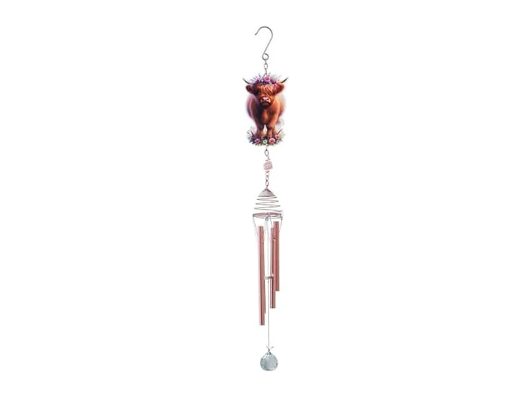 Spoontiques Highland Cow Wind Chime Pink