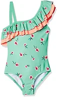 Kanu Surf Girls' Morgan Floral Ruffle 1-Shoulder 1-Piece Swimsuit, Aqua, 7