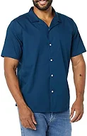 Amazon Essentials Men's Vacation Cotton Button-Down Short Sleeve Resort Shirt, Navy, X-Small