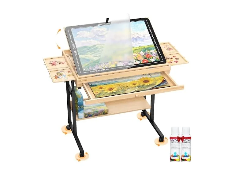 Wooden Puzzle table with Drawers