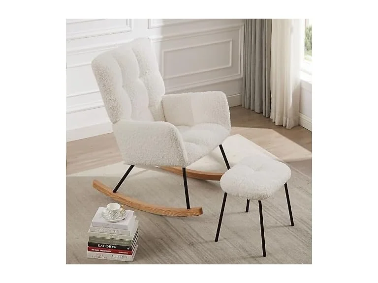 SPOFLYINN Rocking Chair Beige Cushion