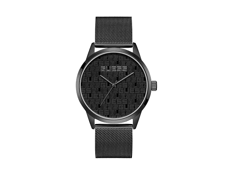 GUESS Men's 44mm Black Mesh Steel Watch