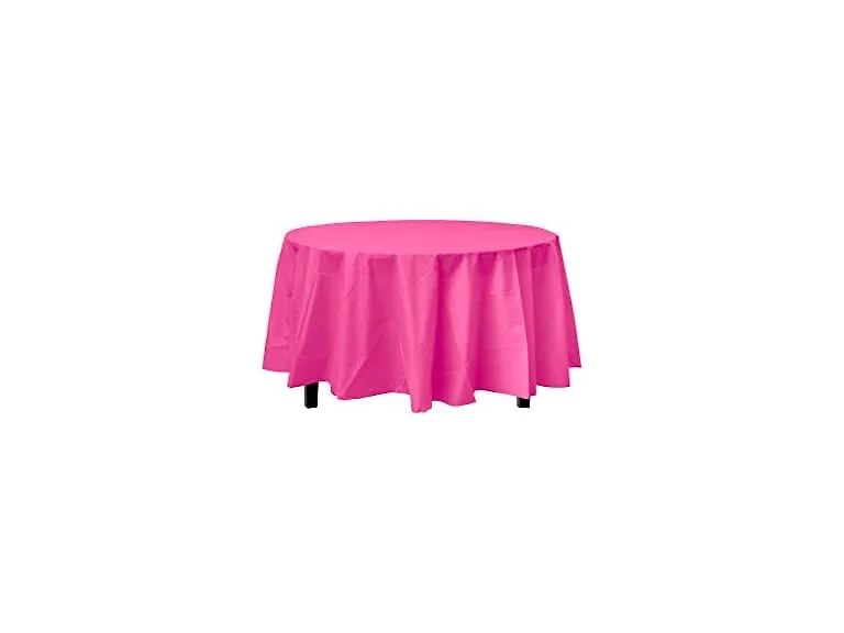 Exquisite Cerise Round Plastic Table Cover