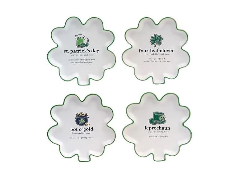 St. Patrick’s Day Shamrock Shaped Stoneware Tidbit Plates