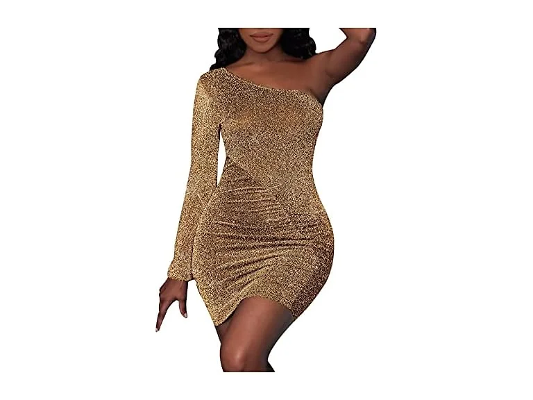Elainone Women (XL) Sexy One Shoulder Long Dress