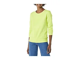 Amazon Essentials Women's Fleece Crewneck Long Sleeve Pullover Sweatshirt (Available in Plus Size), Neon Lime Green, Small