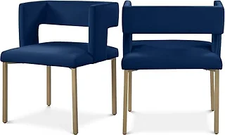 Meridian MRD-967Navy-C Set Of 2 Caleb Velvet Upholste