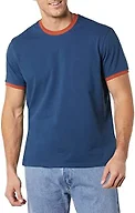 Amazon Essentials Men's Short-Sleeve Ringer T-Shirt, Indigo Rust, X-Large Tall