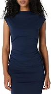 Amazon Essentials Women's Slim-Fit Extended-Sleeve Ruched Matte Jersey Top with Mock Neck, Navy, XX-Small
