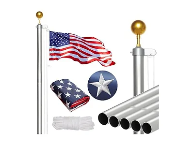 NELXINJO 25FT Flag Pole 2.0mm White