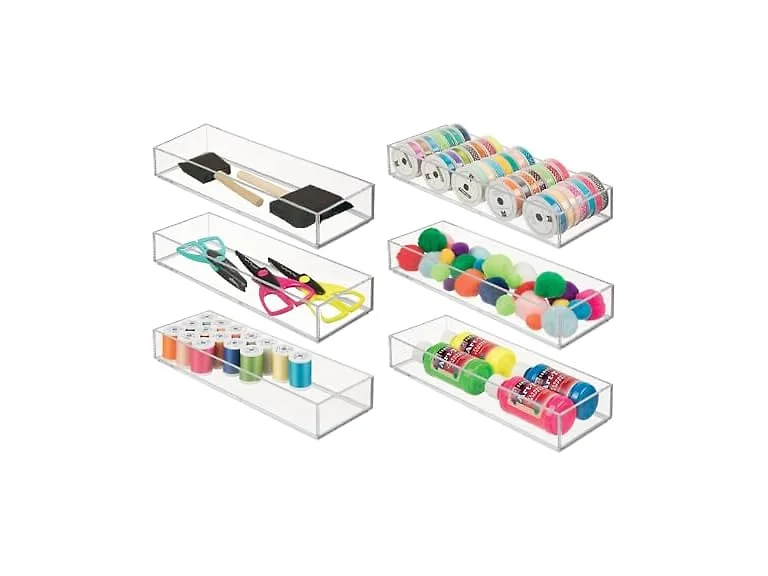 iDesign Plastic Drawer Organizer Tray, Set of 6, Clear