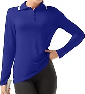 GGOV Women's Golf Polo Shirts Long Sleeve Workout Tops UPF 50+ Sun Protection Quick Dry Lightweight Active Tennis Shirts Royal Blue