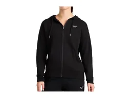 Reebok Women’s Rhinestone Full-Zip Hoodie, Standard Fit, Midweight Cotton-Poly Fabric, Black, Medium