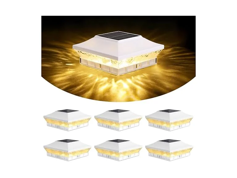 Brightever 4" Solar Post Cap Lights 6 Pack White