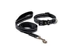 Pet Passion Max II - 2-Pack Reflective Leash & Collar Adjustable Matching Pet Set, Durable Heavy Duty, Recycled, Small, Medium, Large Dogs ​, Black, Medium