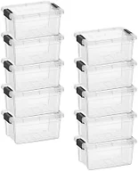 Superio Clear Storage Box with Lid, 3.5 Quart Plastic Container Bins for Organizing, Stackable Crates, BPA Free, Non Toxic, Odor Free, Organizers for Home, Office, School, and Dorm, 10 Pack