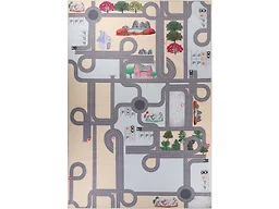 Superior Indoor Kids Rug, Washable, Non-Slip, Multi Color Playmat, Perfect for High Traffic Playroom, Perfect for Daycare Kids Room or Bedroom, Country Road Kid Rug Cream 5'7" x 8'9"