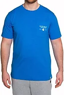 Carhartt Men's Relaxed Fit Heavyweight Short-Sleeve Pocket Logo Graphic T-Shirt, Marine Blue Heather, Small