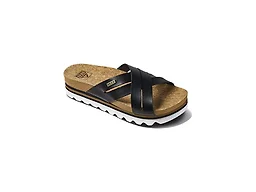 Reef Women's Cushion Bloom Hi Slide Sandal, Black/Tan, 7