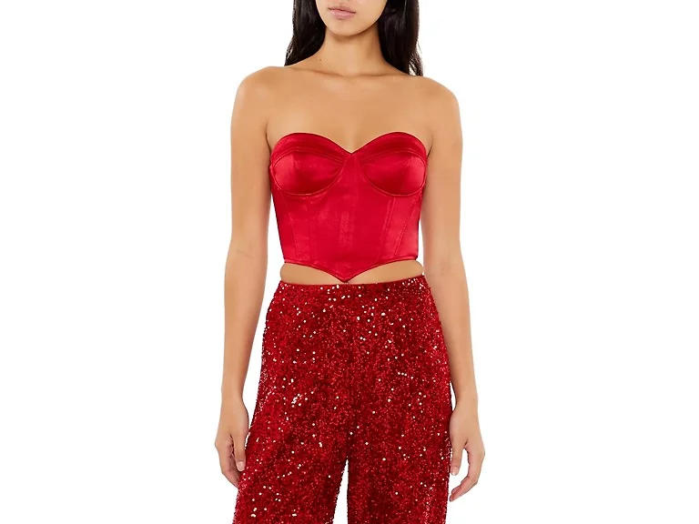 Forever 21 Women (M) Satin Sweetheart Tube Top Red