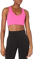 Amazon Essentials Women's Active Sculpt V-Neck Medium Support Sports Bra, Neon Pink, Large