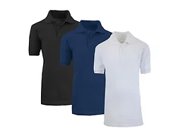 GBH WC-----(3-Pack Boy's Polos) ZBE / BK-NV-WH / 4 4 3PK Boys Short Sleeve School Polo Black - Navy - White
