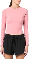 GGOV Womens Long Sleeve Crop Workout Tops Yoga Cropped Top Gym Shirts Athletic Clothes Slim Fit Pink