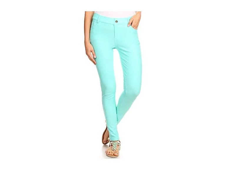 Yelete Women (S) Basic Five Pocket Pants Turquoise